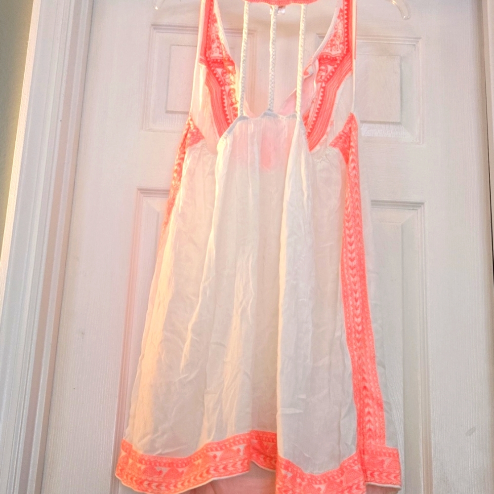White, pink coral swimsuit cover good condition